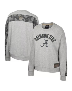 Женский пуловер-свитшот цвета «летучая мышь» с флагом признательности в стиле милитари, серый цвет Alabama Crimson Tide OHT, серый Colosseum