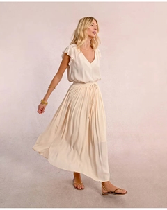 Длинная плиссированная юбка с бантом, цвет Crudo Molly bracken