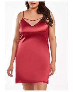 Контрастная атласная сорочка Jenna Plus Size телесного и бордового цвета, красный Icollection