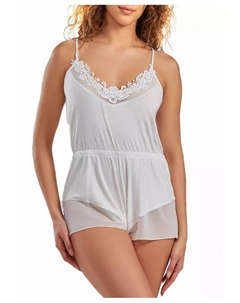 Женский ультрамягкий комбинезон Fallen Lace с отделкой из прозрачной сетки, белый Icollection