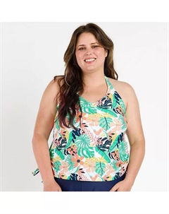 Купальный топ Maya размера плюс с бретелью через шею, синий Calypsa