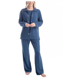 Женский стеганый домашний комплект из трех предметов, синий Muk luks