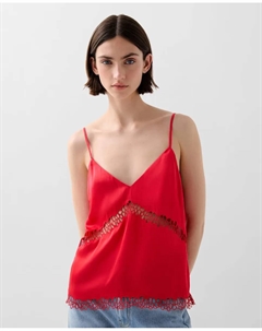Женский топ на бретелях с вышитыми деталями, красный Scalpers