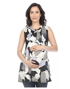 Верх-туника без рукавов с плиссировкой спереди для беременных, серый White mark