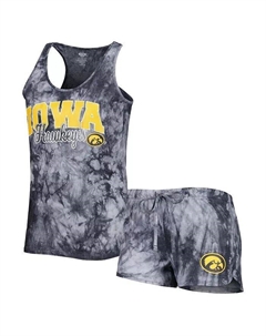 Женский темно-серый комплект для сна с майкой и шортами Iowa Hawkeyes Billboard Tie-Dye, серый Concepts sport
