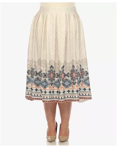 Юбка-плиссе размера плюс с принтом по краю, коричневый/бежевый White mark