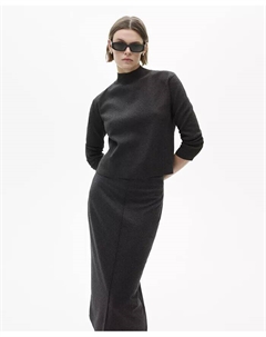 Женский вязаный свитер с воротником Perkins, коричневый/бежевый Mango