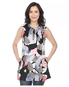 Женская туника без рукавов с плиссировкой спереди, розовый White mark