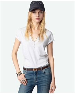 Футболка женская Story с короткими рукавами и вышивкой на спине, светло-серый Zadig&voltaire