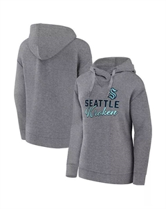 Женский пуловер с капюшоном цвета Хизер Серый Сиэтл Кракен Скрипт Фаворит, серый Fanatics