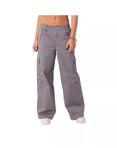 Женские брюки-карго с низкой посадкой и широкими штанинами, с двойными шлевками для ремня, серый Edikted