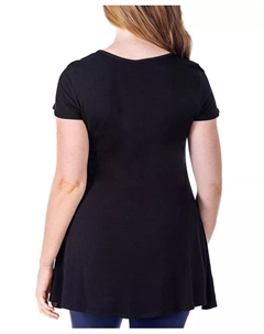 Женская туника свободного кроя с коротким рукавом, черный 24seven comfort apparel