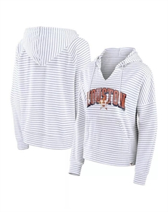 Женский белый пуловер с капюшоном Houston Astros в полоску Fundamentals с вырезом и вырезом, белый Fanatics