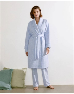 Женский халат с принтом и галстуком-бабочкой, синий Enfasis