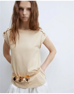 Футболка с металлическими люверсами, светло-коричневый Сфера