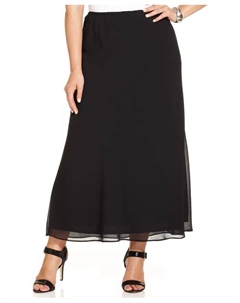 Юбка макси из шифона больших размеров, черный Msk