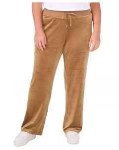 Брюки прямого покроя из велюра больших размеров с завязками на талии, коричневый/бежевый Vince camuto