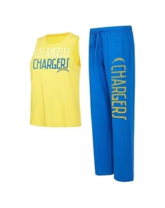 Женский комплект из майки и брюк Los Angeles Chargers Royal, золотого цвета с эффектом потертости, синий Concepts sport
