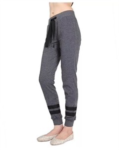 Женские брюки-джоггеры из хлопковой смеси с контрастными полосками из лент, серый Memoi