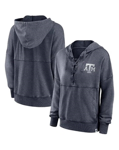 Женский темно-серый рваный пуловер с капюшоном Texas A&M Aggies Total Speed ​​на шнуровке Fanatics