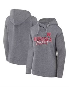 Женский пуловер с капюшоном серого цвета Nebraska Huskers Script Favorite, толстовка с капюшоном Fanatics