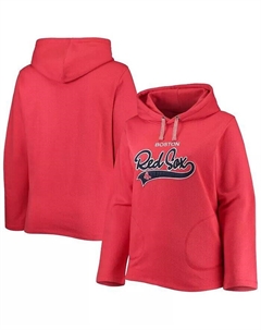 Женский красный пуловер с капюшоном Boston Red Sox больших размеров с боковым разрезом Soft as a grape