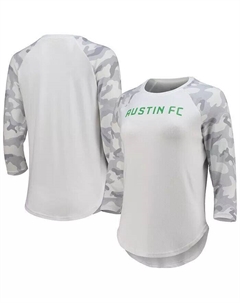 Женский белый, серый композитный топ реглан с рукавами 3/4 Austin FC Concepts sport