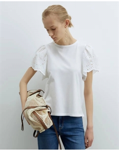 Футболка с вышитым рукавом, белый Сфера