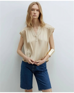 Топ из атласа с принтом, коричневый Сфера