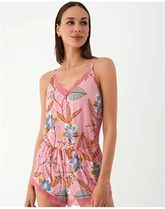 Женская короткая пижама с цветочным принтом из вискозы, розовый Promise