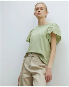 Футболка с вышитым рукавом, зеленый Сфера