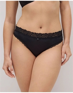 Трусики миди с плюмети и цветочным кружевом, черный Ysabel mora