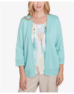 Женский свитер Kensington Gardens Brushstroke Inner Two in One с ожерельем, зеленый Alfred dunner