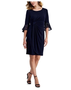 Миниатюрное платье-футляр с искусственным запахом, синий Connected