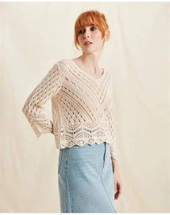 Женский ажурный трикотажный топ с рукавами 3/4, цвет Nude Jdy
