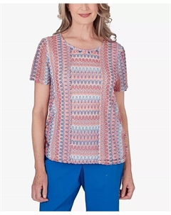 Petite Neptune Beach Текстурированный топ с полосками и сборками по бокам, мультиколор Alfred dunner