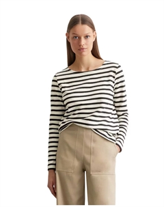 Женская полосатая футболка с длинными рукавами, белый Marc o'polo