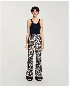 Женские брюки-клеш с высокой талией и цветочным принтом, мультиколор Sandro