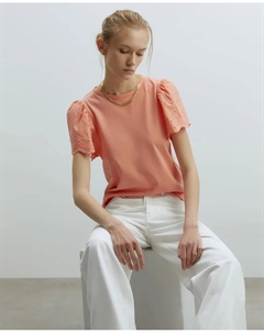 Футболка с вышитым рукавом, розовый Сфера