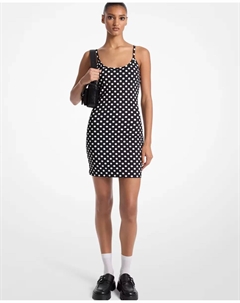 Платье на коротких бретелях с принтом в горошек, черный Michael michael kors