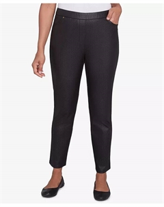 Женские брюки Rue Rivoli из искусственной кожи с эластичной резинкой на талии средней длины, черный Alfred dunner