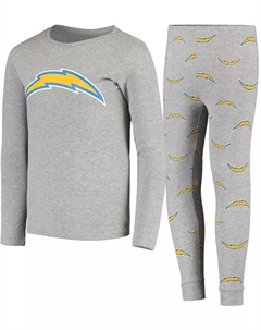 Футболка с длинным рукавом и штаны Big Boys Gray Los Angeles Chargers, комплект для сна Outerstuff