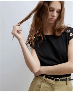 Футболка с металлическими люверсами, черный Сфера