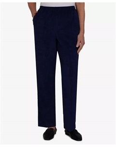 Вельветовые прямые брюки без застежки Petite Classics, шорты для миниатюрных и миниатюрных размеров, синий Alfred dunner