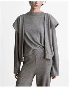 Женская толстовка с декоративными рукавами, серый Mango