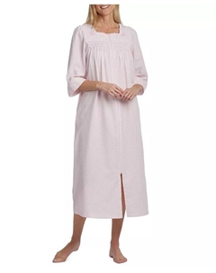 Длинный халат из жатого хлопка с вышивкой на молнии, розовый Miss elaine