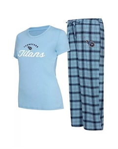 Женская голубая, темно-синяя футболка Tennessee Titans Arctic и фланелевые брюки для сна, синий Concepts sport