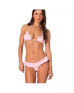 Женский бикини-топ с треугольными чашечками и оборками, розовый Edikted