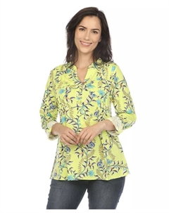 Женская туника с узором пейсли и пуговицами спереди, зеленый White mark