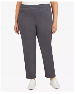 Плюс Размер Классические Allure Tummy Control Push-On Брюки Средней Длины, серый Alfred dunner